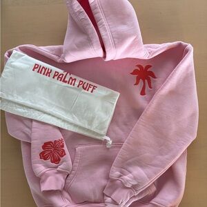 Pink Palm Puff Pink Hoodie XS